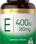 Carlyle Vitamin E Softgel Capsules 400 IU | 180mg | 300 Count | Non-GMO and Gluten Formula