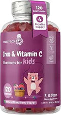 Maxmedix Kids Iron Gummies With Vitamin C 120 Gummies (4Month Supply) 7Mg Of Kids Iron Supplement With Vitamin C 10Mg Natural Mixedberry Flavored 1 Gummy Per Day Vegan NonGmo