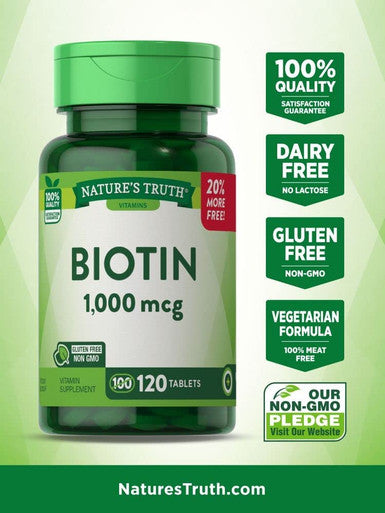 Nature's Truth Biotin 1,000mcg Tablets, 120 Count