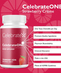 Celebrate Vitamins Celebrateone Chewables, Iron - Once Daily Bariatric Multivitamin, Essential Vitamins & Minerals - Gastric Bypass & Sleeve Gastrectomy Supplement - Strawberry Creme (30 Tablets)