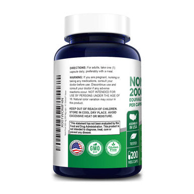 Noni 2000mg 200 Vegetarian caps (Extract 4:1, Non-GMO & Gluten-Free)