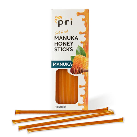P.R.I Manuka Honey Sticks, Certified MGO 60+, Raw New Zealand Manuka Honey, Perfect for On-the-Go, 50 count