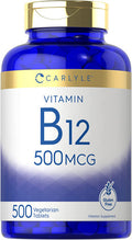 Carlyle Vitamin B12 500mcg | 500 Tablets | Vegetarian, Non-GMO, Gluten Free