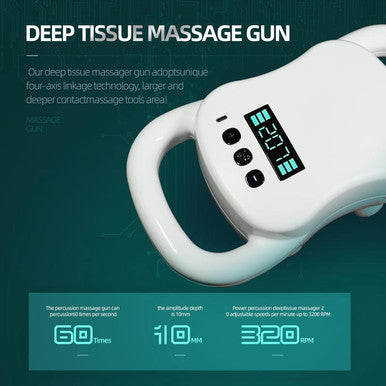 Deity Massage Gun Deep Tissue, 4-Heads Handheld Electric Body Massager, Rechargeable Percussion Massager For Pain Relief In Back, Leg, Neck, Shoulder And Body, Relax Perfect Gifts For Man Women, White