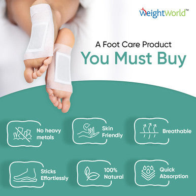 Weightworld WeightWorld Detox Foot Patches (Pack of 30) 100% Natural Foot Detox Pads to Remove Toxins Safe and Skin Friendly Deep Cleansing Foot Pads with Benefits of VIT C and Bamboo Vinegar Made in The UK