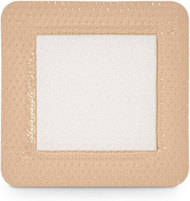 Bordered Silver Silicone Ag Sterile Absorbent Antibacterial Dressing, 4"x 4" (2.5"x 2.5" Pad), 5 dressings/Box, MedHeal by MedvanceTM