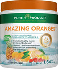 Amazing Oranges Powder by Purity Products Power Packed with Vitamin C Vitamin D Calcium Magnesium Potassium Fiber Electrolytes and Bio Flavonoids 30 Day Supply
