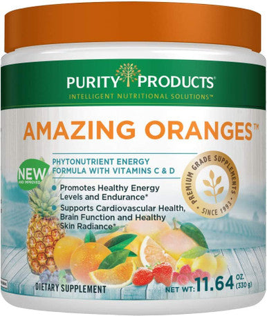 Amazing Oranges Powder by Purity Products Power Packed with Vitamin C Vitamin D Calcium Magnesium Potassium Fiber Electrolytes and Bio Flavonoids 30 Day Supply