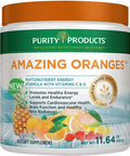 Amazing Oranges Powder by Purity Products Power Packed with Vitamin C Vitamin D Calcium Magnesium Potassium Fiber Electrolytes and Bio Flavonoids 30 Day Supply