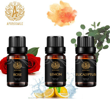 Aromatherapy Rose Essential Oil Set for Diffuser, 100% Pure Lemon Essential Oil Kit for Humidifier, 3x10ml Therapeutic Grade Eucalyptus Essential Oil Scent Set - Rose Lemon Eucalyptus Oil Kit for Home