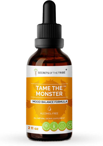 Secrets of the Tribe - Tame The Monster, Mood Balance Formula, Herbal Supplement Blend Drops Alcohol-Free Liquid Extract (2 fl oz)