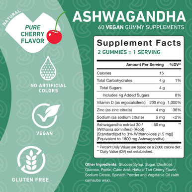 Ashwagandha Gummies With Vitamin D & Zinc ÃƒÂ¢Ã¢â€šÂ¬Ã¢â‚¬Å“ Ashwagandha Supplement Gummies For Mood Support, Calming & Relaxing ÃƒÂ¢Ã¢â€šÂ¬Ã¢â‚¬Å“ Gluten Free, Non-Gmo, Vegan ÃƒÂ¢Ã¢â€šÂ¬Ã¢â‚¬Å“ 60 Gummies