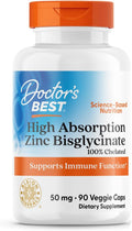 DoctorS Best High Absorption Zinc Bisglycinate 50Mg High Potency Supporting Enhancing Immune System Antioxidant Vc 90 Count