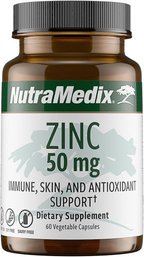 Nutramedix Zinc 50Mg - Zinc Supplements For A Healthy Immune Defense, Skin Health & Antioxidant Support - Easy To Digest Zinc For Immune Health (60 Capsules)