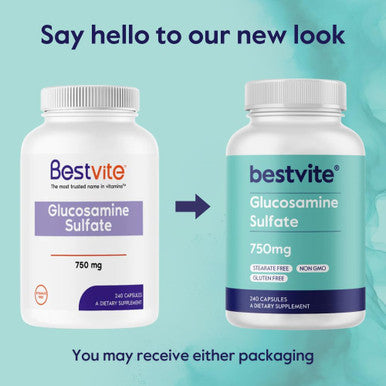 Bestvite Glucosamine Sulfate 750mg per Capsule (240 Capsules) - No Stearates - Gluten - Non GMO - Joint Support