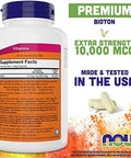 Now Foods Extra Strength Biotin 10000Mcg / 10 Mg 200 Count Hair Skin Nail Supplement For Men And Women B7 Vitamin Vegetarian Vegan Nongmo