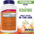 Now Foods Extra Strength Biotin 10000Mcg / 10 Mg 200 Count Hair Skin Nail Supplement For Men And Women B7 Vitamin Vegetarian Vegan Nongmo