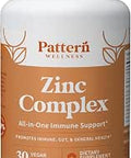Pattern Wellness Zinc Complex Supplement High Absorption Zinc with Vitamin C + Probiotics AllinOne Immune Support 3rd Party Lab Tested 30 Vegan Capsules