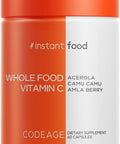 Codeage Whole Food Vitamin C Supplement - Acerola Cherry Camu Camu Amla Berry & Rose HIPS Blend - Citrus Bioflavonoids - Instantfood Energy Vitamins - 500mg Vitamin C Pills - Non-GMO - 60 Capsules