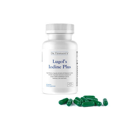 Dr. Tennant's Iodine Supplement Plus | Lugol's Iodine & Potassium Iodide with Essential Co-Factors Selenium & Zinc | Supports Thyroid & Breast Health | 90 Capsules