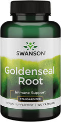 Swanson Goldenseal Root - Herbal Supplement Promoting Immune Support and Overall Wellness - Features Goldenseal Root Extract Standardized to Minimum 5% Total Alkaloids - (120 Capsules 125mg Each)