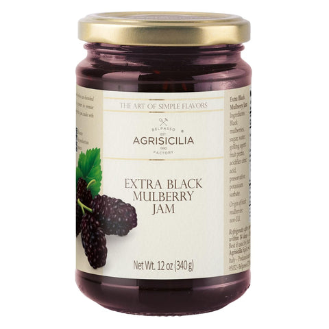 Agrisicilia Extra Black Mulberry Jam from Sicily ÃƒÂ¢Ã¢â€šÂ¬Ã¢â‚¬Å“ Authentic Italian Artisan Fruit Preserve 12.7 oz (360 g) Glass Jar