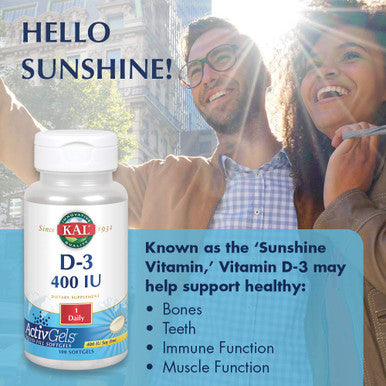 KAL D-3 400 IU Softgels, 100 Count