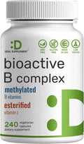 Deal Supplement Magnesium Glycinate 500mg Veggie Capsules & Bioactive Vitamin B Complex Bundle Pack - Easily Absorbed Chelated Mineral - Immune Energy & Metabolism Supplement