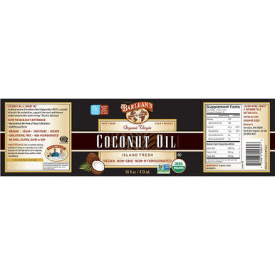 Barleans Organic Virgin Island Fresh Coconut Oil for Healthy Immune System and Metabolism USDA Organic Non GMO Vegan 16Ounce