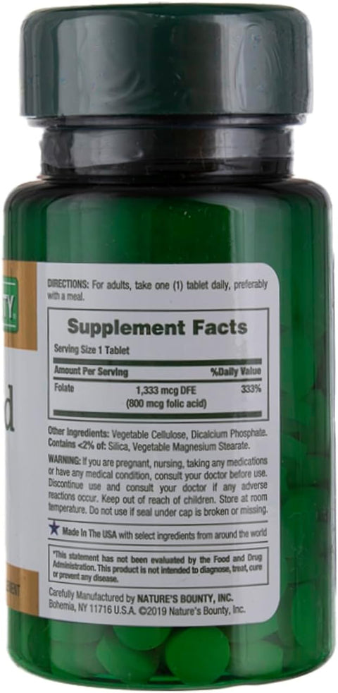 NatureS Bounty Folic Acid 800 Mcg Tabs 250 Ct