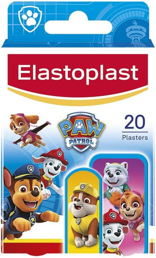 Elastoplast Paw Patrol Plasters, Assorted Sizes (20 Pieces) - Coloured First Aid For Children With Various Designs - Skin-Friendly