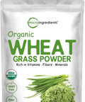 Micro Ingredients Sustainably US Grown Organic Wheat Grass Powder (100% Whole-Leaf) 16 Ounce Rich in Immune Vitamins Fibers and Minerals Support Digestion Function Vegan Friendly