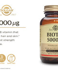 Solgar Biotin 5000 Mcg - 50 Vegetable Capsules - Supports Healthy Skin Nails & Hair - Non-Gmo Vegan Gluten Free Dairy Free Kosher - 50 Servings