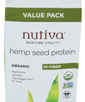 Nutiva USDA Organic Cold-Pressed Raw Hemp Seed Plant Protein with Hi-Fiber and Essential Amino Acids Powder, Non-GMO, Whole 30 Approved, Vegan, Gluten-Free & Keto, 16 Oz