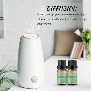 BURIBURI Spearmint Essential Oil - 2 Pack 100% Pure Organic Spearmint Essential Oils 10ML for Diffuser, Aromatherapy, Massage, Soap Making