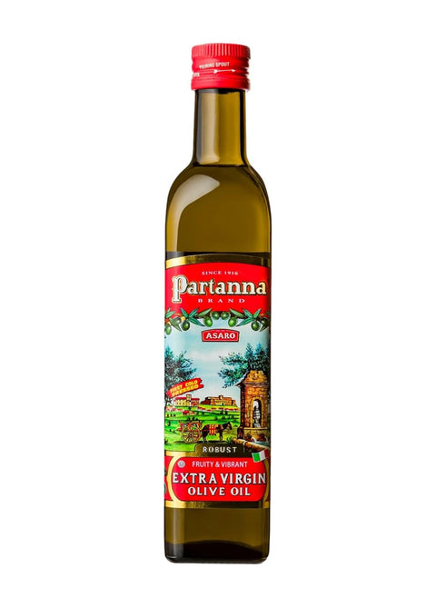 Partanna Robust Extra Virgin Olive Oil - Premium Castelvetrano Olive Oil - Harvested in Sicily - Pure Authentic Italian - Monovarietal - Rich in Flavor - First Cold Pressed - 33.8 fl oz (1 L) Glass