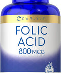Carlyle Folic Acid 800 Mcg Tablets | 400 Count | Vegetarian Non-GMO Gluten