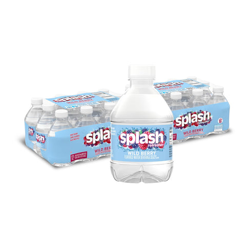 SPLASH REFRESHER Flavored Water Bottles, Wild Berry Flavor - 6 Pack | Refreshing Flavored Bottled Water with Electrolytes - Zero Sugar & Zero Calories - 16.9 Fl Oz