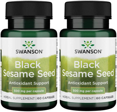 Swanson Full Spectrum Black Sesame Seed 500 Milligrams 60 Capsules (2 Pack)