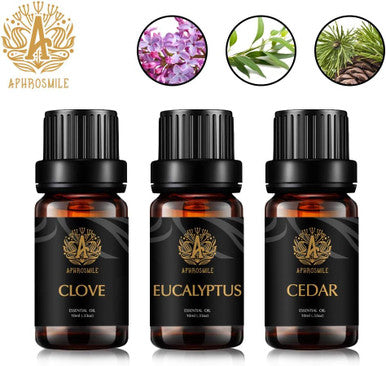 Aromatherapy Cedar Essential Oil Set for Diffuser, 3X10ml 100% Pure Eucalyptus Essential Oil Kit for Humidifier - Eucalyptus, Cedar, Clove Essential Oil Set, Aromatherapy Clove Essential Oils Kit