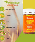 Vibrant Hair - For Natural Growth, Strenght,Shine- Hair Growth Product For Men & Women -Supplement With Millet Seed, Vitamin C, Biotin, Zinc, Pantothenic Acid -120 Easy Swallow Capsules.
