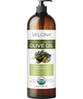 velona USDA Certified Organic Olive Oil - 64 Fl Oz | 100% Pure and Natural Carrier Oil | Extra Virgin, Unrefined, Cold Pressed | Cooking, Dressing, Face, Hair, Body & Skin Care | Use Today - Enjoy Results