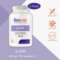 5-HTP 200mg per Capsule (240 Capsules) (120 x 2) - No Stearates or Flow Agents - Gluten Free - Non GMO