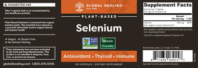 Global Healing Selenium & B12 Blend Kit - Vegan Antioxidant Supplement for Thyroid Support & Normal Immune System Health and Organic Sublingual B12 Vitamin Supplement Drops - 60 Capsules & 2 Fl Oz