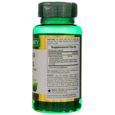 Nature's Bounty Ginkgo Biloba 120 Mg Double Strength - 100 Capsules Pack Of 2