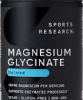 Sports Research Magnesium Glycinate - Supports Restful Sleep & Enzymatic Processes - 160 mg Chelated Magnesium - Vegan Capsule - 180 Count