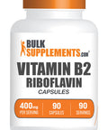 BulkSupplements Riboflavin Capsules (Vitamin B2) - Vitamin B Supplement for Energy Support - Unflavored, - 1 Capsule - 3-Month Supply (90 Capsules)