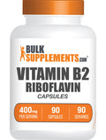 BulkSupplements Riboflavin Capsules (Vitamin B2) - Vitamin B Supplement for Energy Support - Unflavored, - 1 Capsule - 3-Month Supply (90 Capsules)