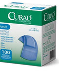 Curad Blue Flex-Fabric Adhesive Bandage Metal-Detectable 1" x 3" 100 Count (Pack of 2)
