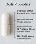 Sports Research Daily Probiotics with Prebiotics for Women Men Probiotic Blend with 60 Billion CFU at Expiration NonGMO Verified Vegan 30 DelayedRelease Veggie Capsules